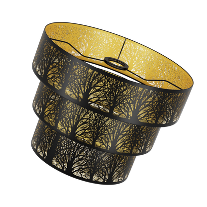 3-tier drum lamp shade used in vintage and modern interior space creating warm decorative lighting effect