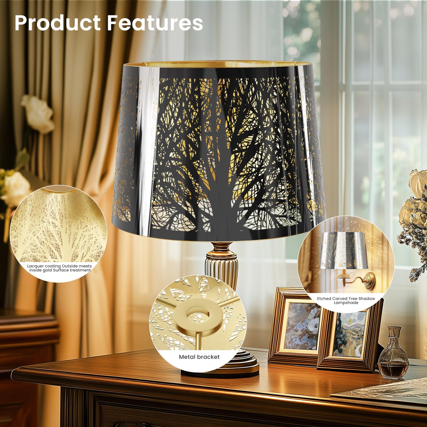 Chrome Forest Metal Lampshade – Stainless Steel | 12"x14"x10" Spider Fitter
