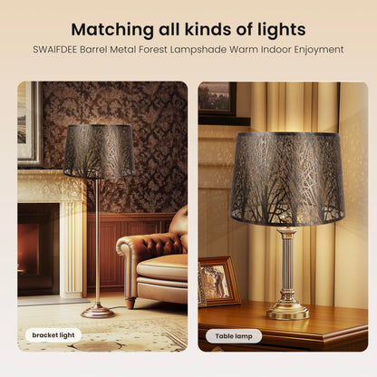 Large Forest Etched Metal Lampshade – 12"×14"×10"