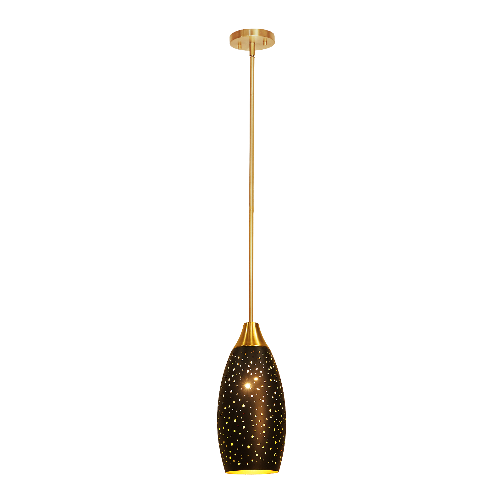 Industrial pendant light above a kitchen island