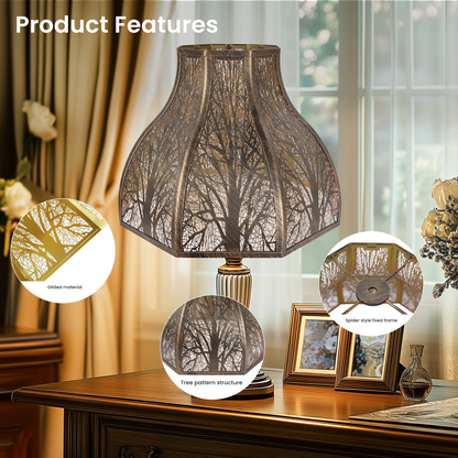 Lotus shape large metal lampshade angled view showing 8 petal structure with warm bronze finish for vintage lighting decor