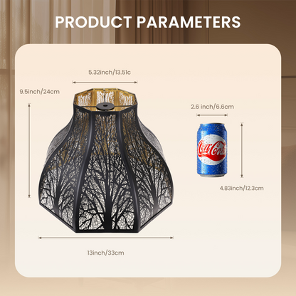 Lotus forest metal lampshade used in rustic and vintage interior space creating warm artistic home lighting atmosphere