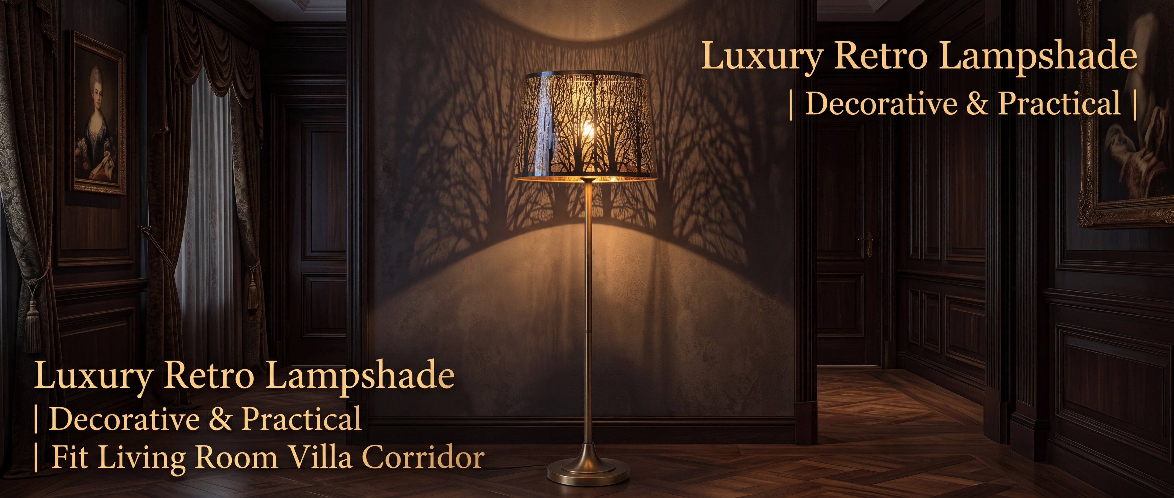 Luxury Retro Metal Lampshade - Black Chrome Stainless Steel Replacement Lamp Shade, Decorative & Practical, Fit Living Room Villa Corridor, Industrial Modern Vintage Style