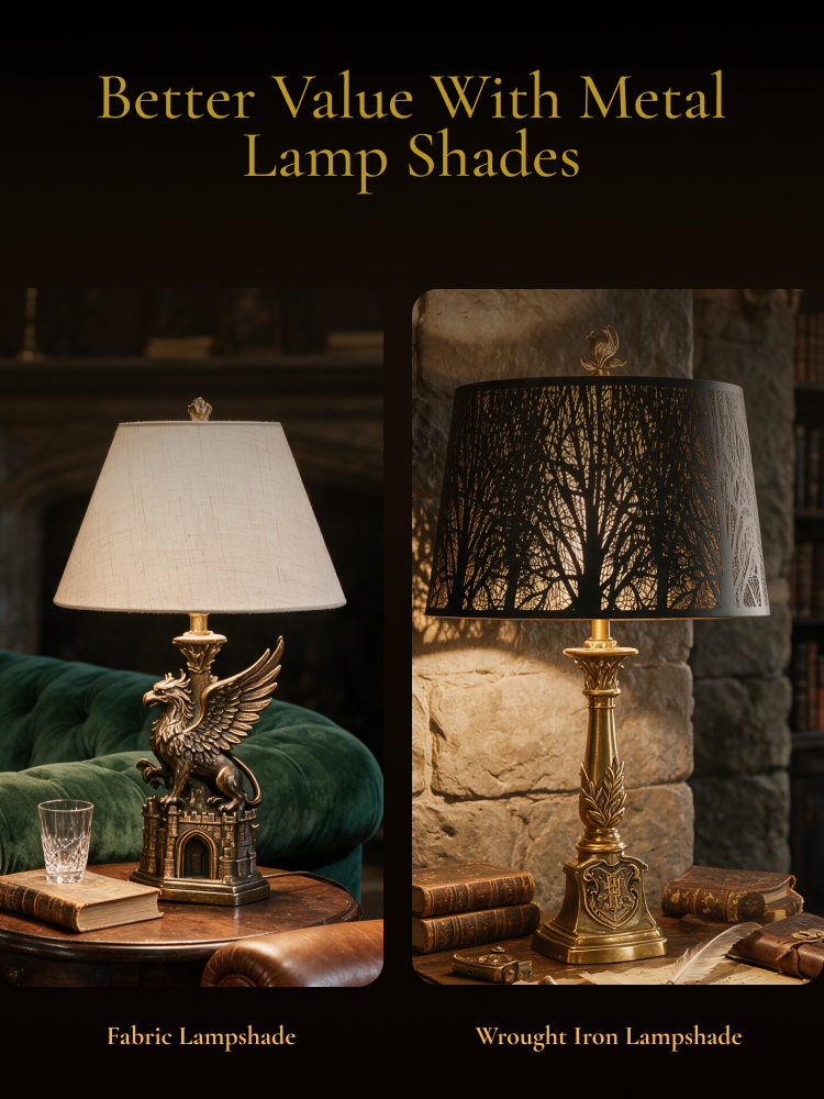 Wrought iron drum lamp shade vs fabric lampshade, 12x14x10 universal spider fitter replacement shade for better value