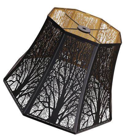 Octagon metal lampshade used in rustic interior space enhancing farmhouse style lighting and vintage home décor atmosphere