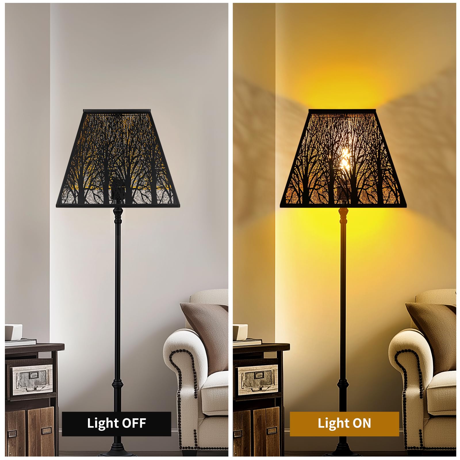 Pyramid metal lamp shade size reference showing 8 by 14 by 11 inch dimensions for table lamp and lighting compatibility