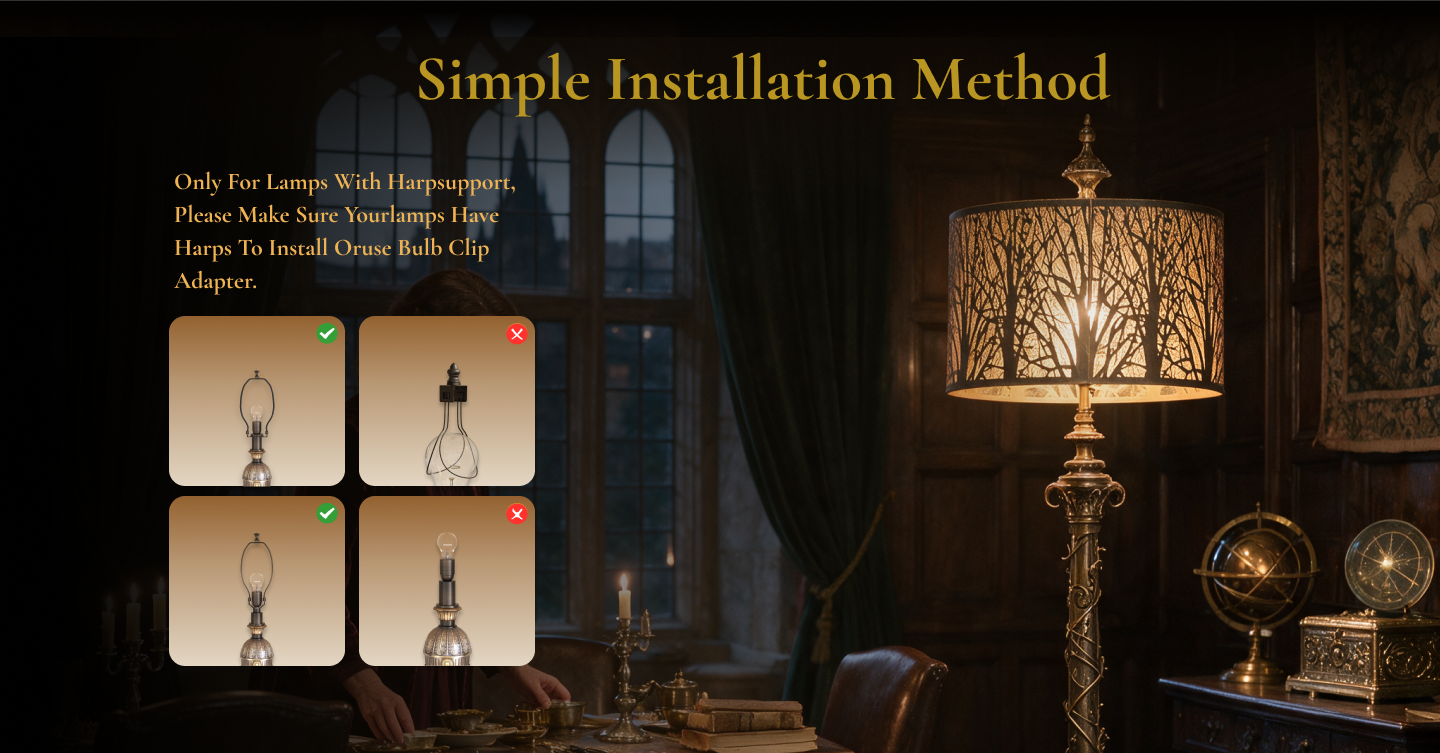 Replacement lamp shade designed for compatible floor lamps with harp support installation method.