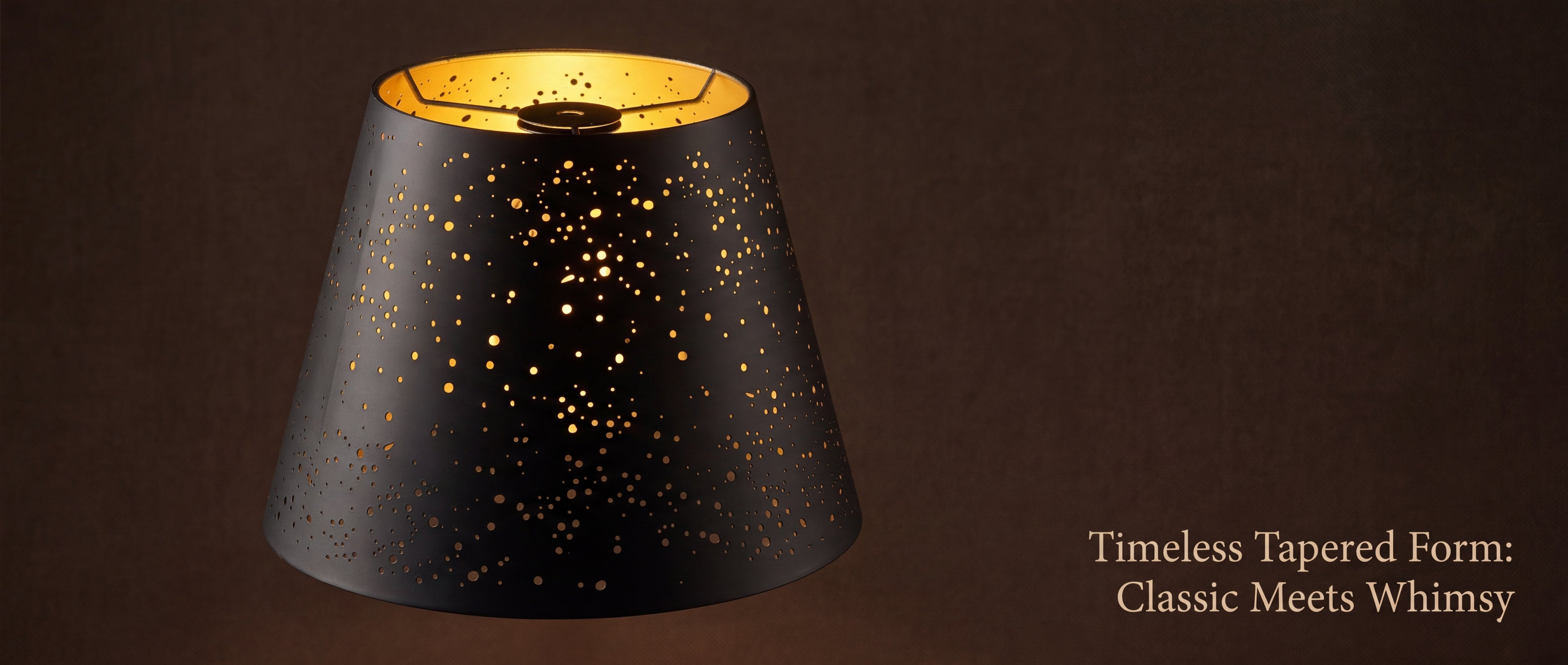 Small Stars Etched Lampshade - Timeless Tapered Form: Classic Meets Whimsy, Black and Gold Celestial Star Etched Pattern, 6x10x7.5 inches Tapered Metal Lamp Shade, Creates Warm Ambient Glow, Replacement Shade for Table Lamps and Decorative Lighting Fixtures, Vintage Artistic Decor