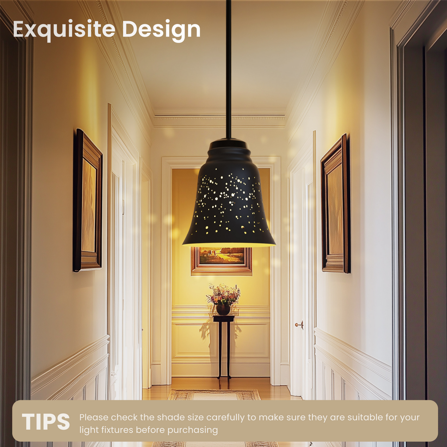 Close up of starlight etched pattern on metal lamp shade highlighting decorative craftsmanship and ambient lighting texture