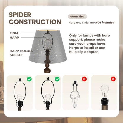 Top fitting structure detail of metal lampshade designed for stable table lamp replacement installation